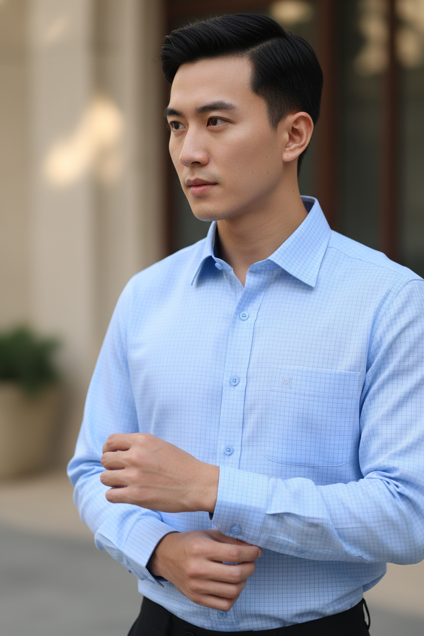  Áo sơ mi nam tay dài Khatoco (M-2XL) 