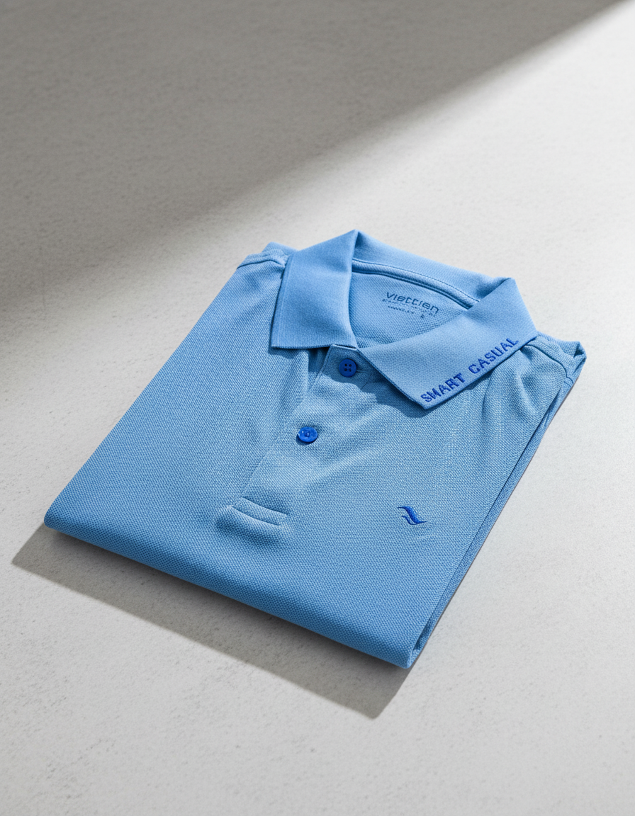  Áo thun Việt Tiến có cổ (Xanh) 