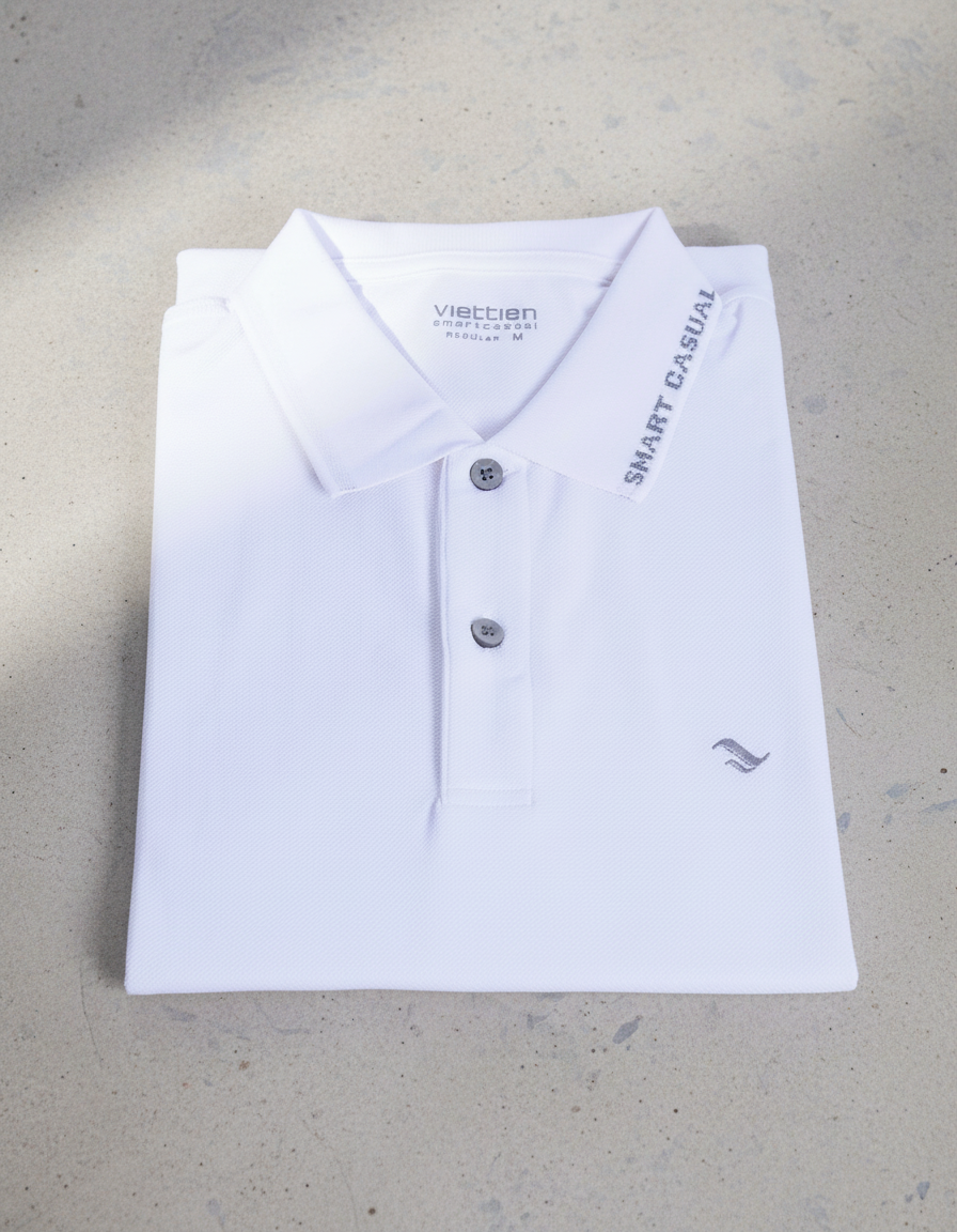  Áo thun Việt Tiến có cổ (Trắng) 