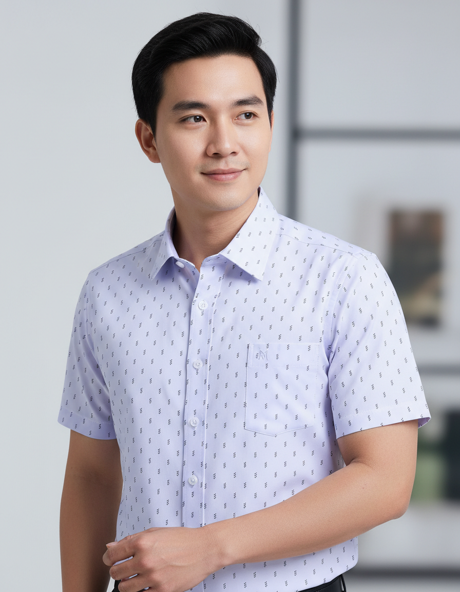  Áo sơ mi tay ngắn Khatoco (M-3XL) 