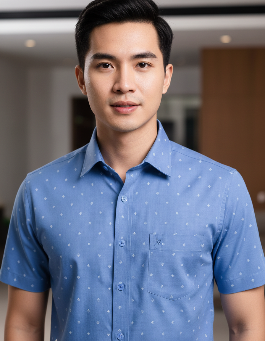  Áo sơ mi tay ngắn Khatoco (M-3XL) 