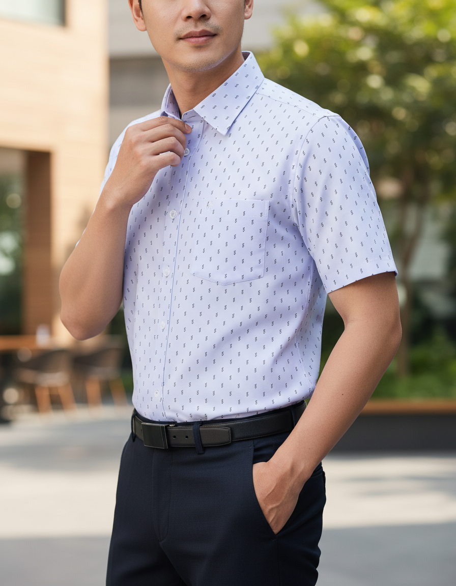  Áo sơ mi tay ngắn Khatoco (M-3XL) 