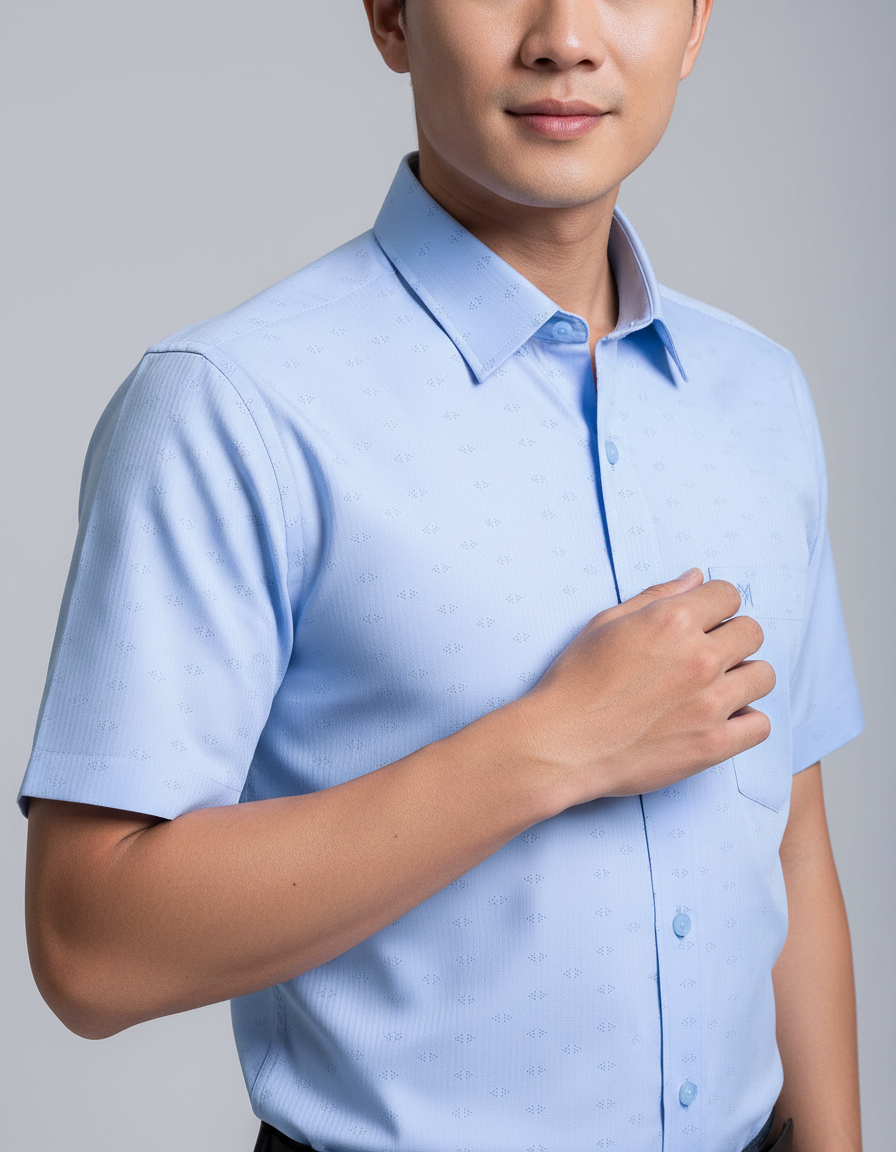  Áo sơ mi tay ngắn Khatoco (M-3XL) 