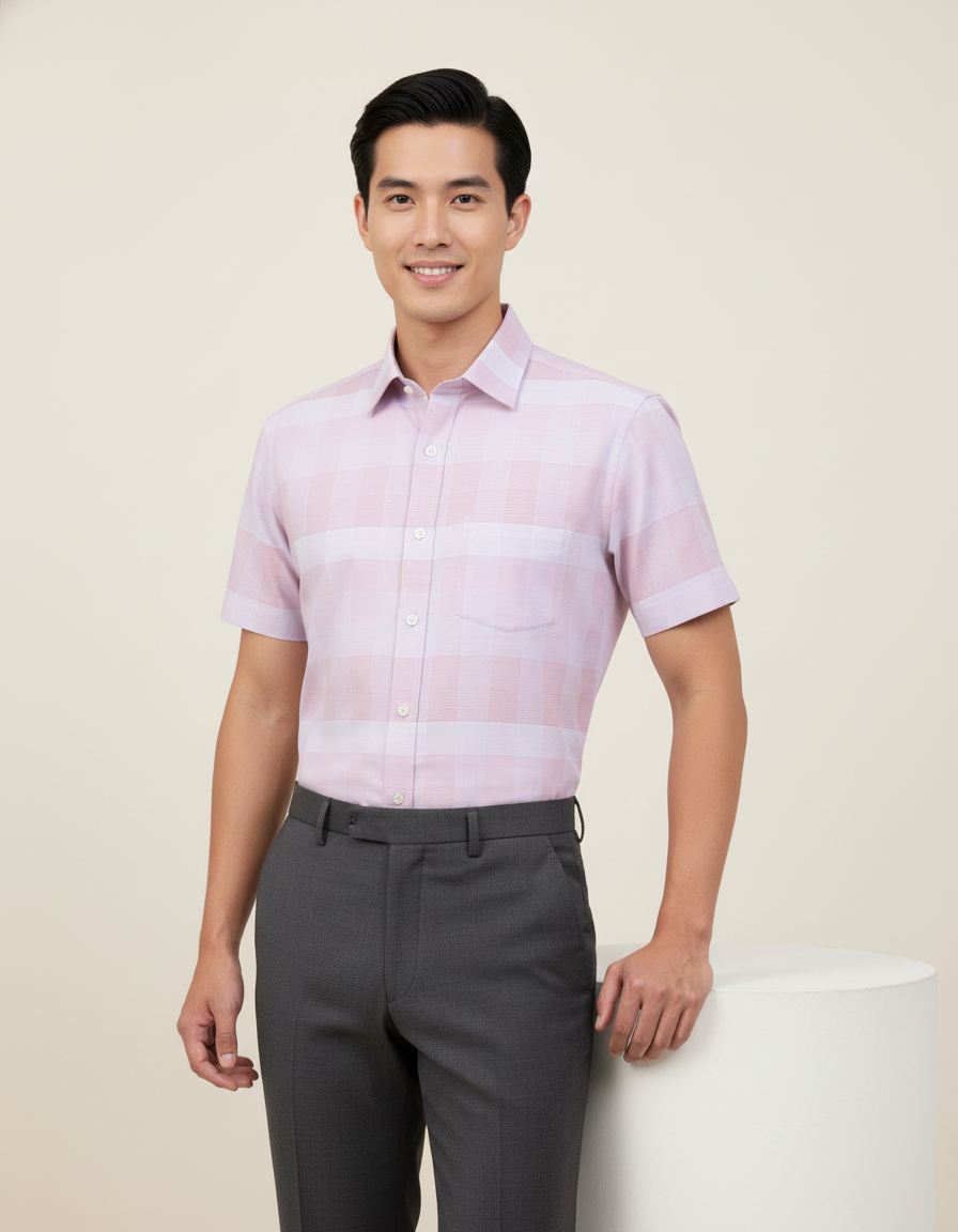  Áo sơ mi Khatoco tay ngắn (M-2XL) 