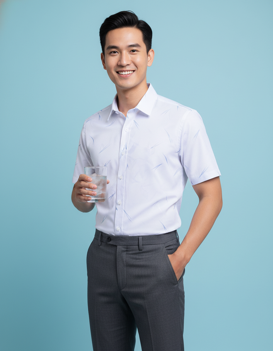  Áo sơ mi Khatoco tay ngắn (M-2XL) 