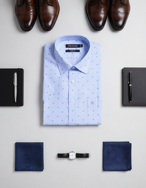  Áo sơ mi tay ngắn Khatoco (M-2XL) 