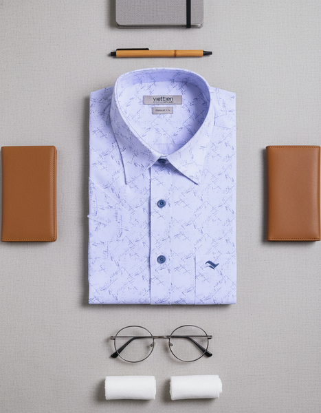  Áo sơ mi tay ngắn Việt Tiến vải tre 