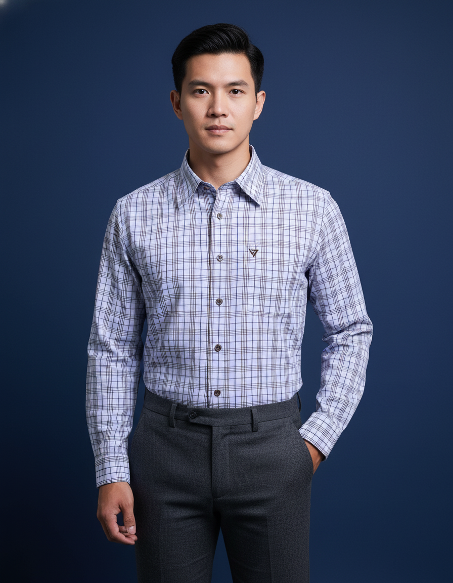  Áo sơ mi tay dài Việt Tiến vải tre 