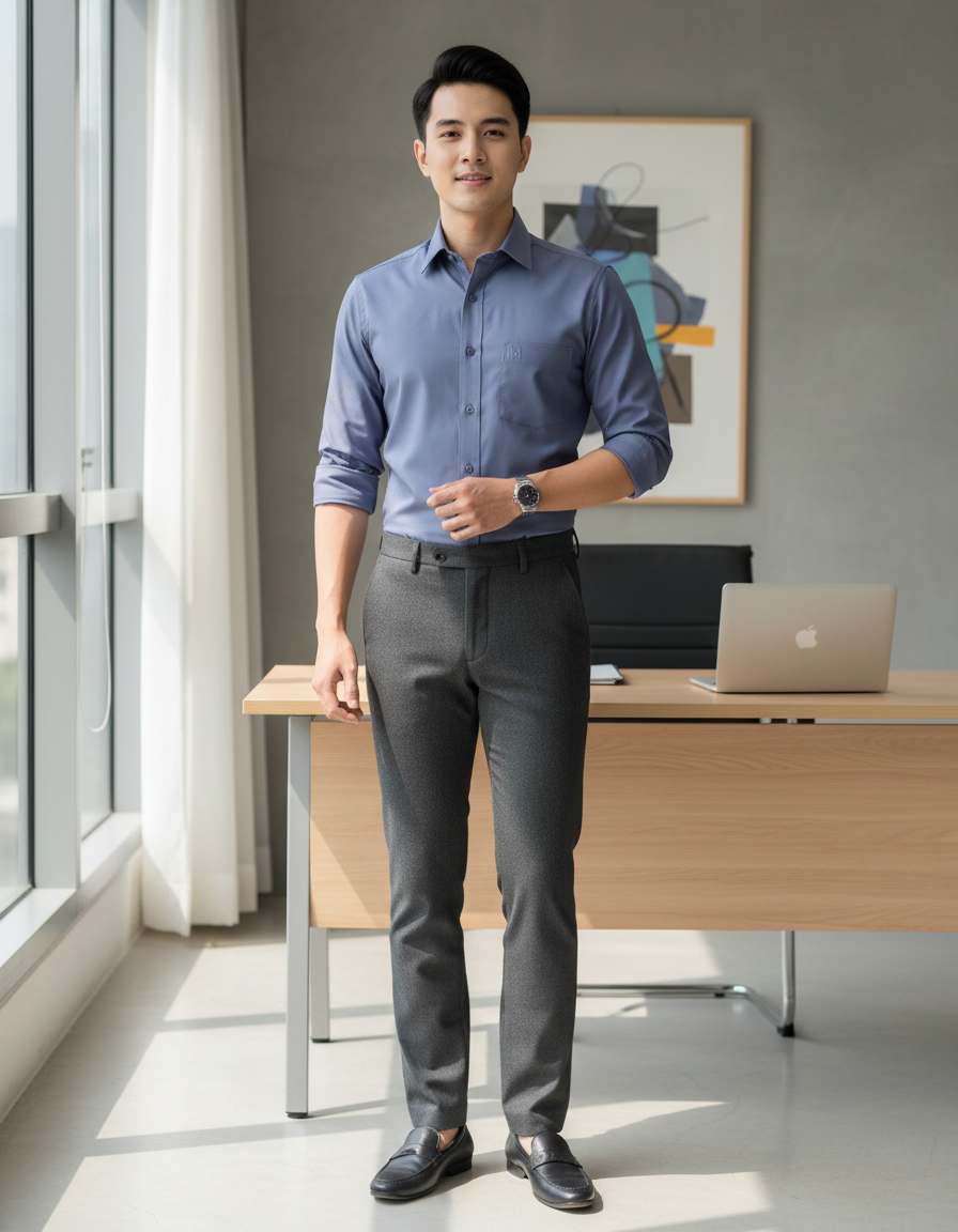  Áo sơ mi tay dài Khatoco 