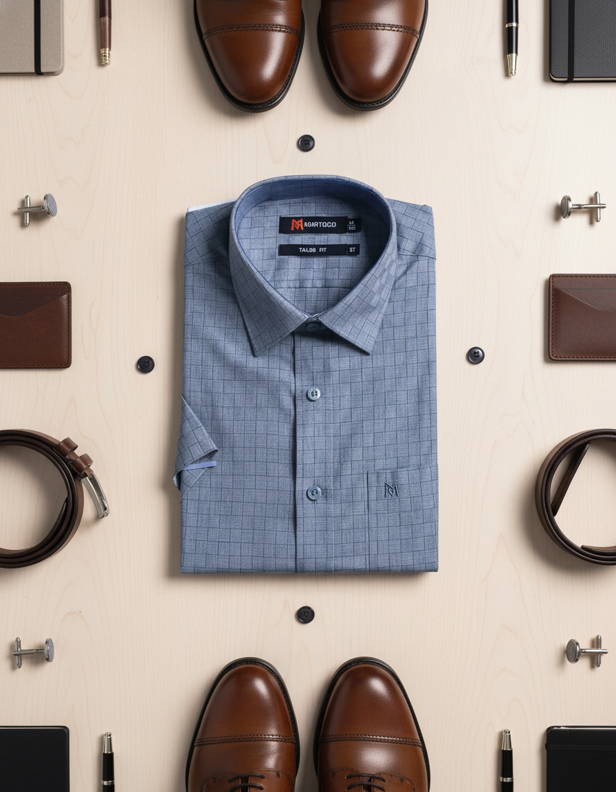  Áo sơ mi tay ngắn Khatoco LAI NGANG  (SIZE M-3XL) 