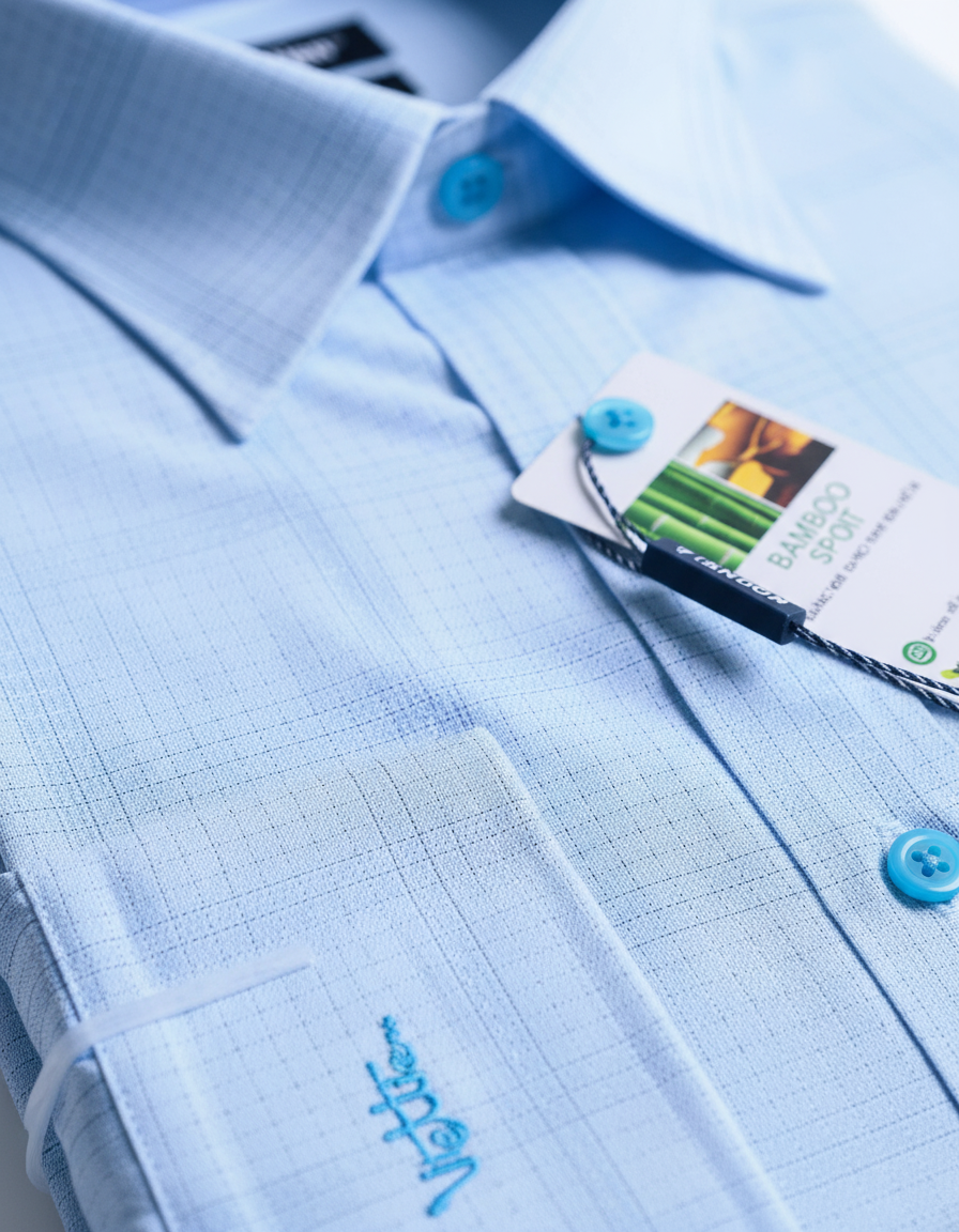  Áo sơ mi Việt Tiến tay dài vải tre 