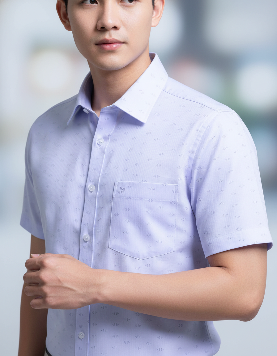  Áo sơ mi nam Khatoco tay ngắn (M-3XL) 