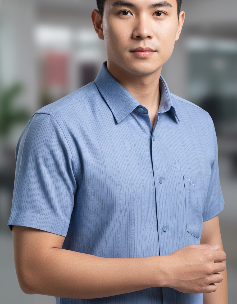  Áo sơ mi nam Khatoco tay ngắn(M-2XL) 