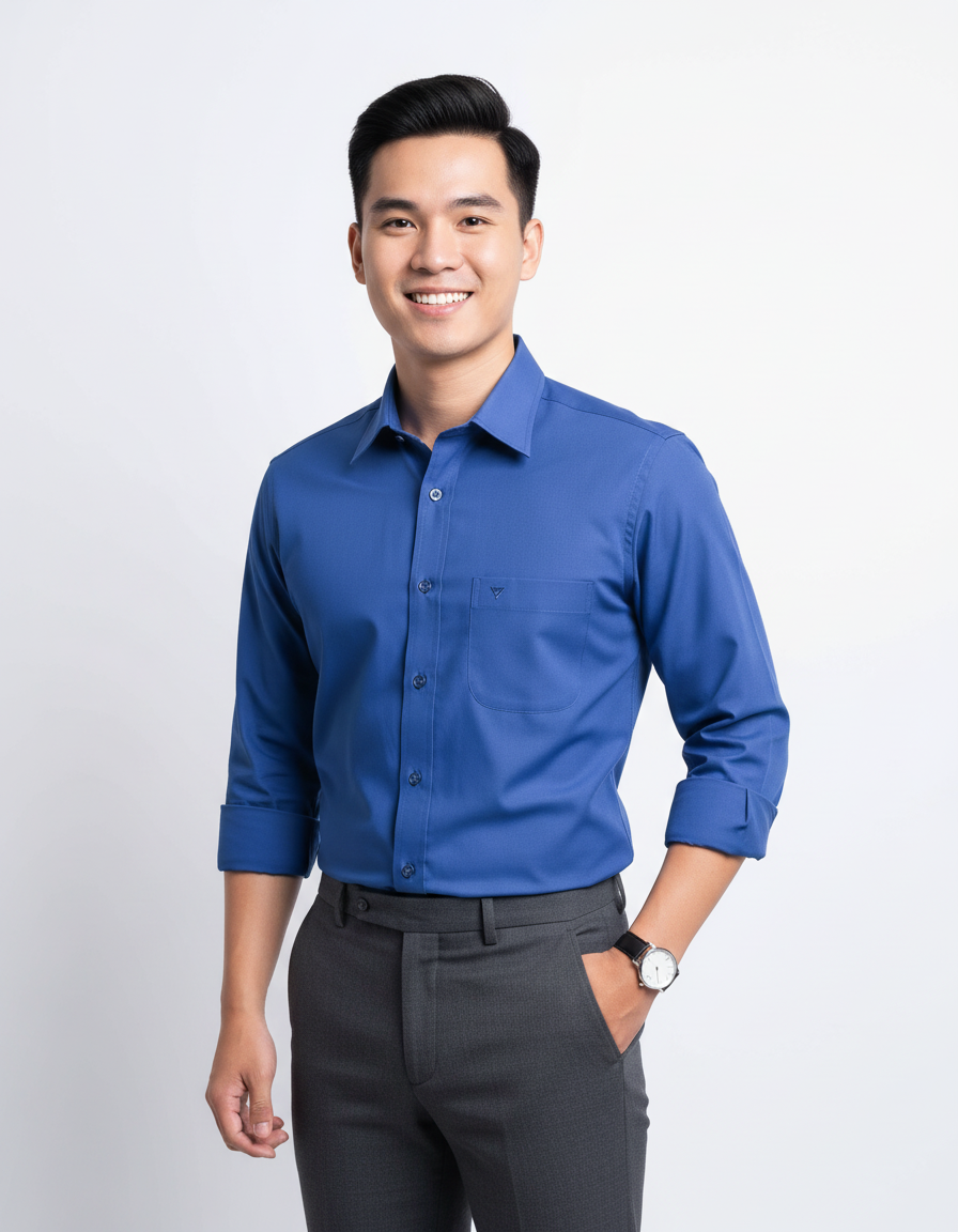  Áo tay dài Việt Tiến màu Petrol 