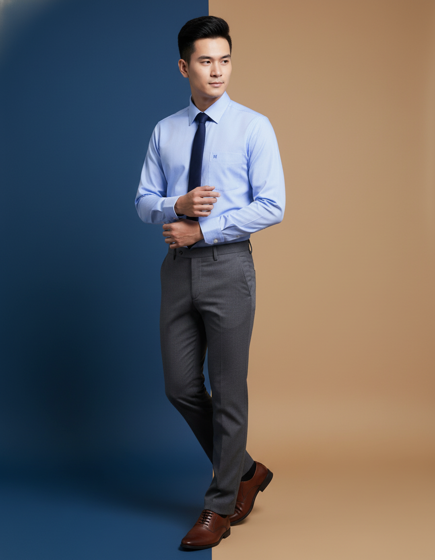  Áo sơ mi tay dài Khatoco (M-2XL) 