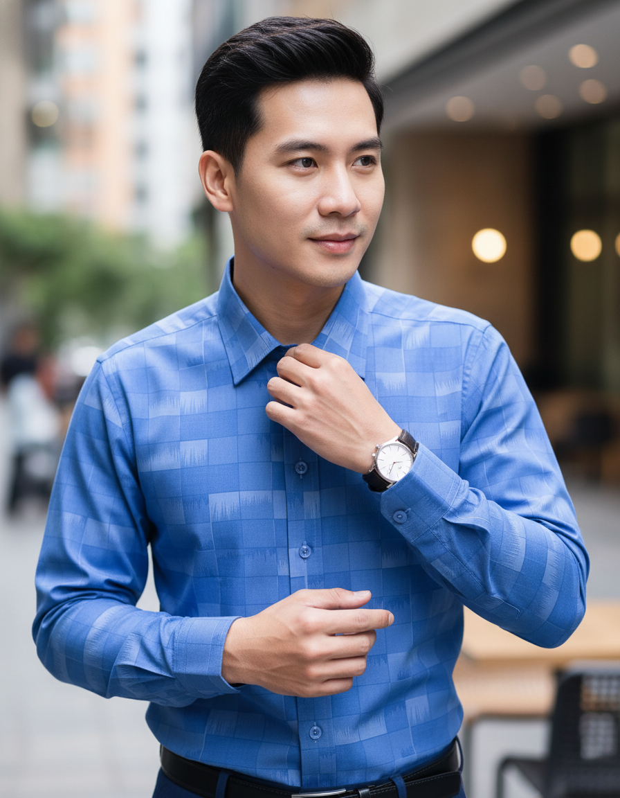  Áo sơ mi nam tay dài Khatoco(M-2XL) 