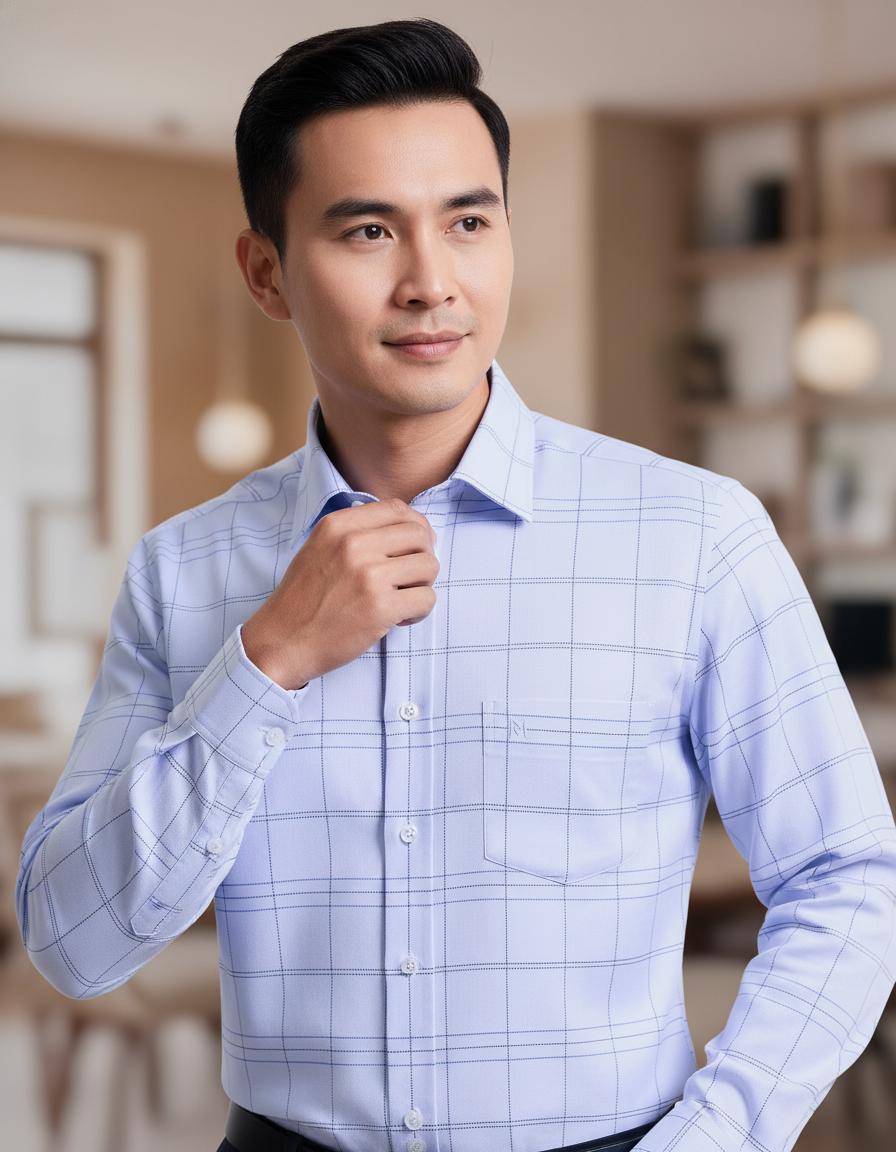  Áo sơ mi nam Khatoco tay dài (M-2XL) 