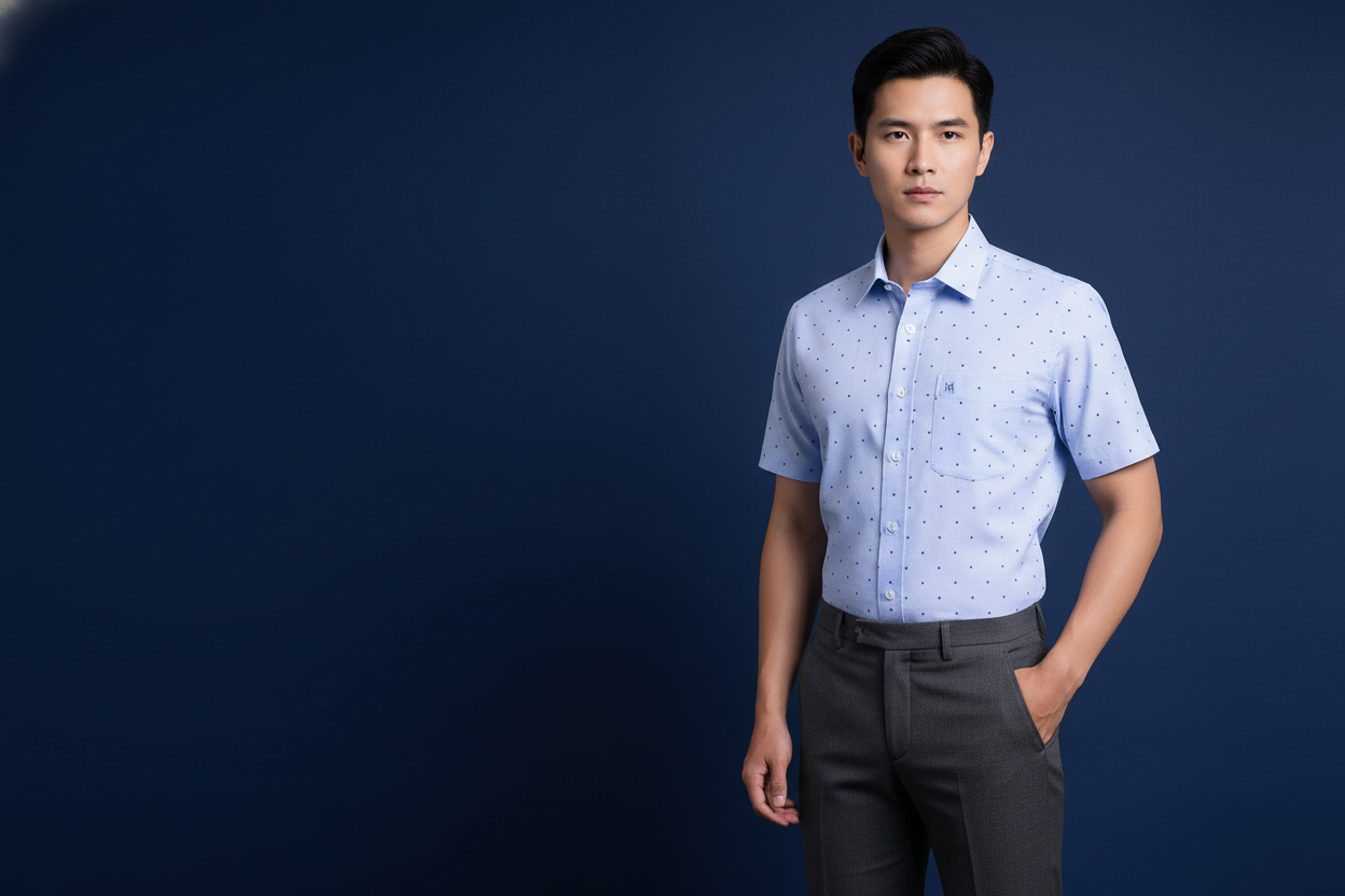  Áo sơ mi tay ngắn Khatoco (M-2XL) 