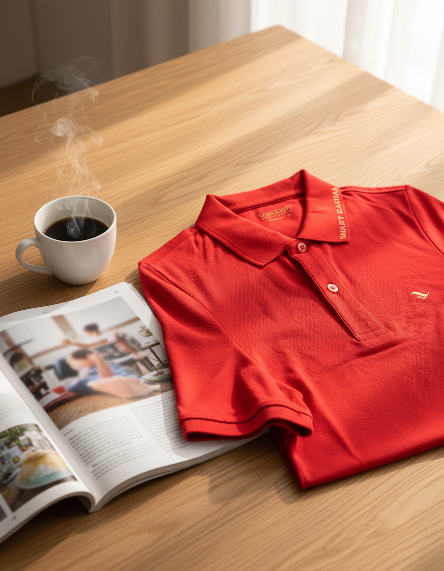  Áo thun có cổ Việt Tiến ( Đỏ) 