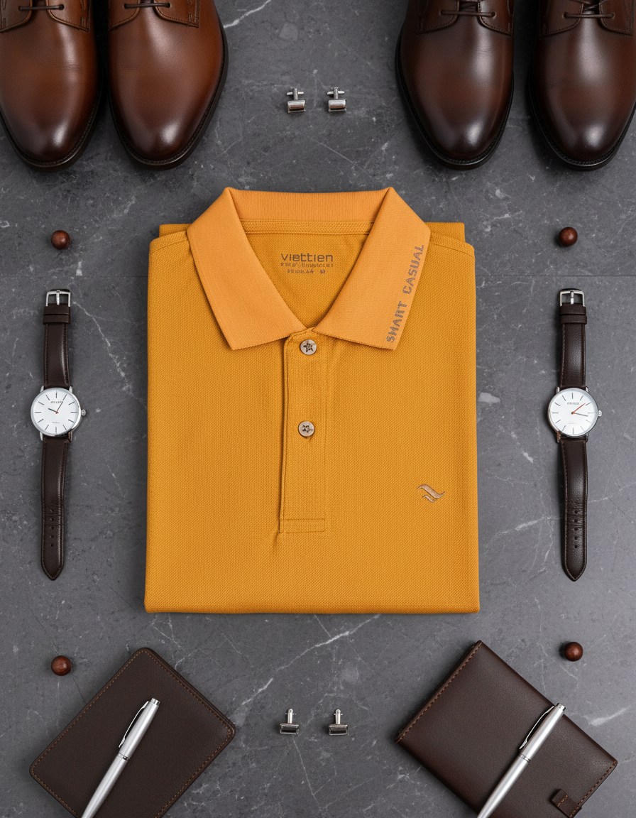  Áo thun có cổ Việt Tiến (vàng) 