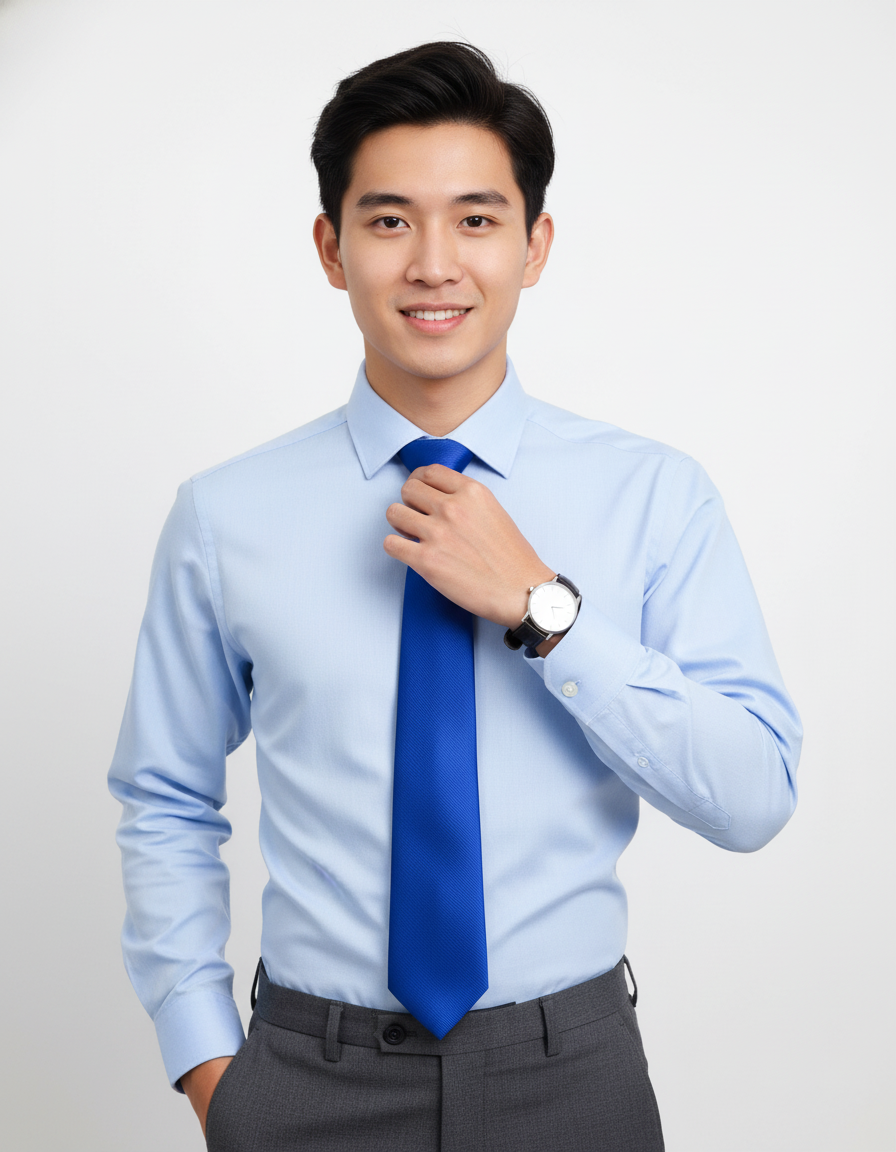  Cà vạt lụa bản ngang 7.5 cm màu Xanh cobalt 