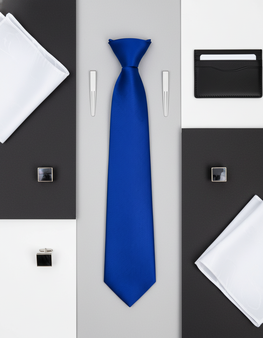  Cà vạt lụa bản ngang 7.5 cm màu Xanh cobalt 