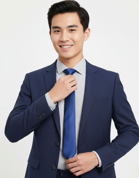  Cà vạt phi bóng xanh đen bản nhỏ 5.5 cm 