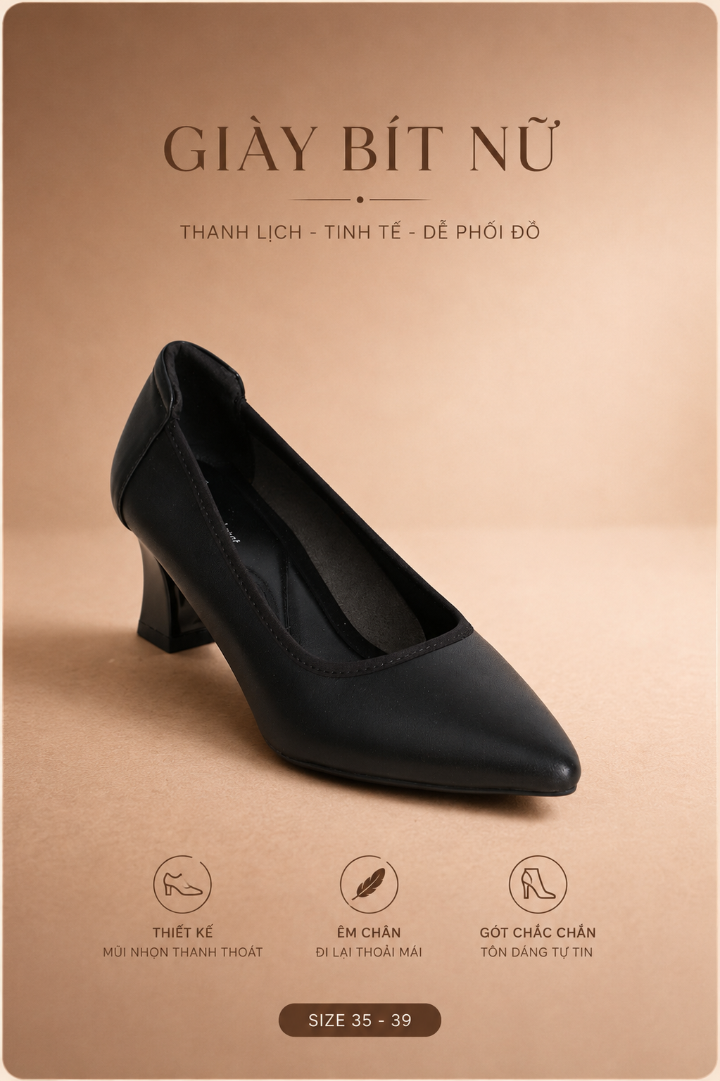  Giày bít cao gót nữ (35-39) 