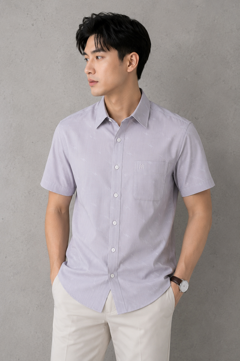  Áo sơ mi tay ngắn Khatoco (M-2XL) 