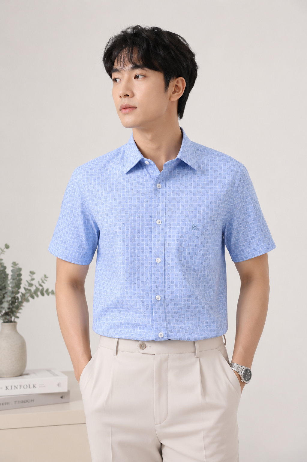  Áo sơ mi tay ngắn Khatoco (M-3XL) 
