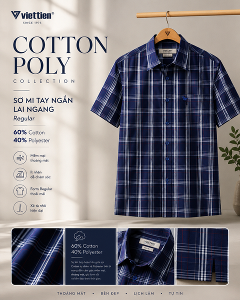  Áo sơ mi tay ngắn Việt Tiến (M-XL) 