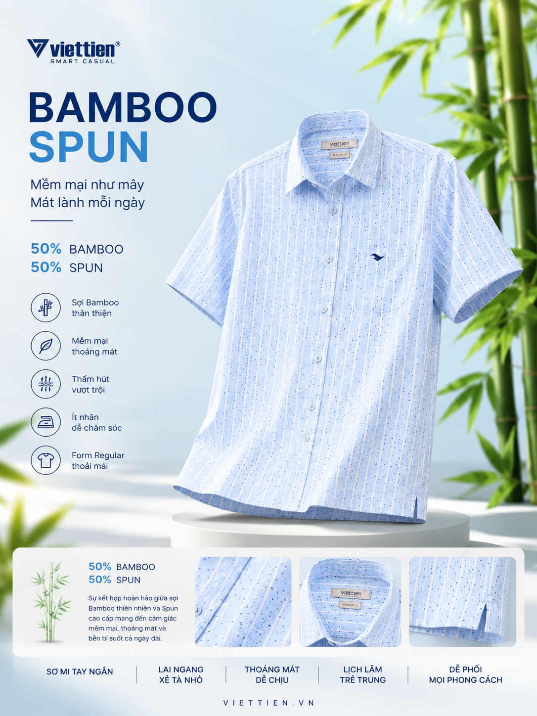  Áo sơ mi tay ngắn Việt tiến (M-XL) 
