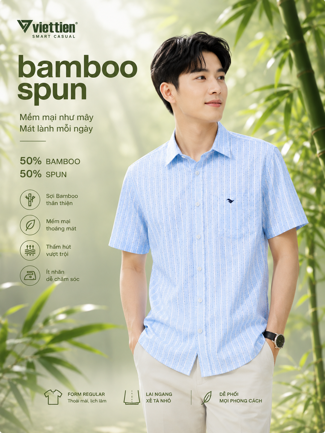  Áo sơ mi tay ngắn Việt tiến (M-XL) 