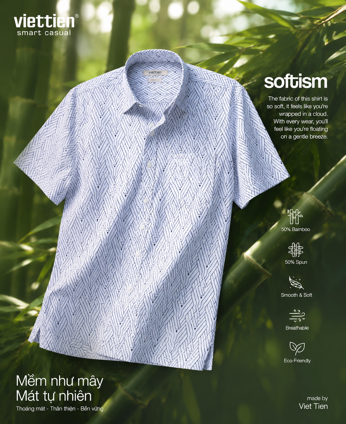  Áo sơ mi tay ngắn Việt Tiến (M-XL) 