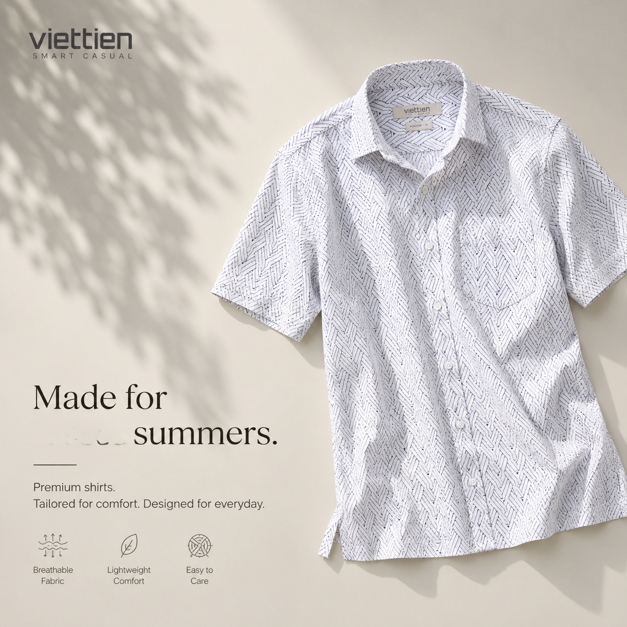  Áo sơ mi tay ngắn Việt Tiến (M-XL) 
