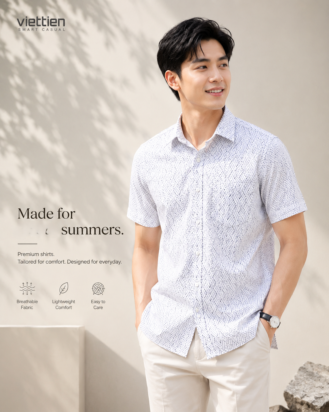  Áo sơ mi tay ngắn Việt Tiến (M-XL) 
