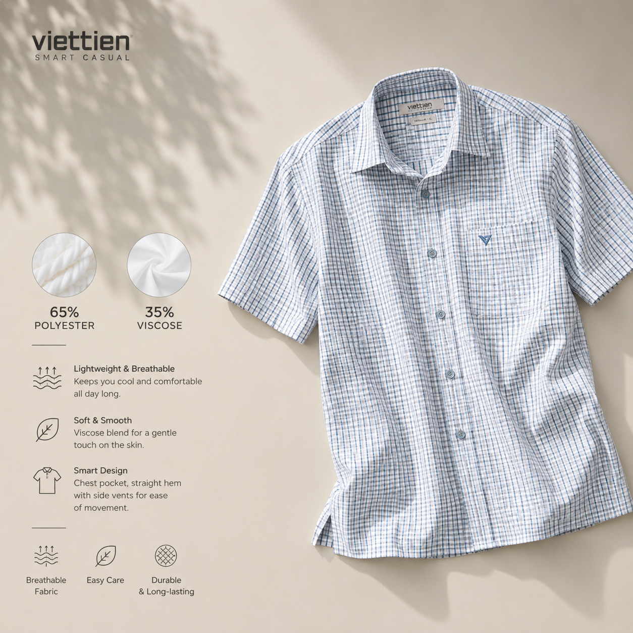  Áo Việt Tiến tay ngắn (M-2XL) 