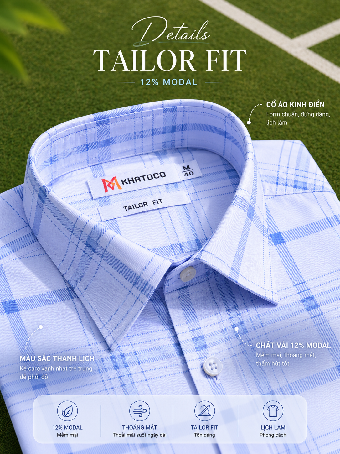  Áo sơ mi Khatoco tay ngắn (M-3XL) 