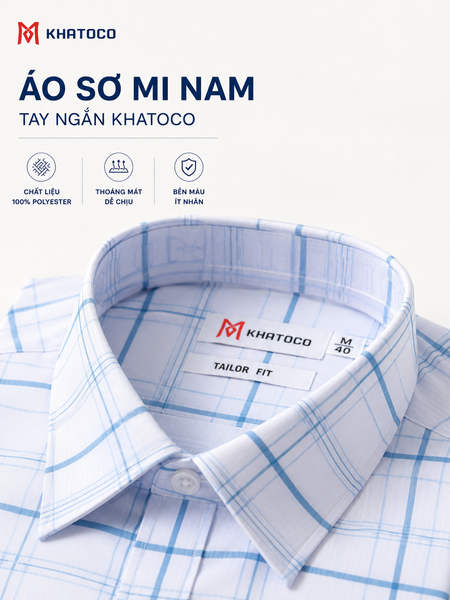  Áo sơ mi Khatoco tay ngắn (M-3XL) 