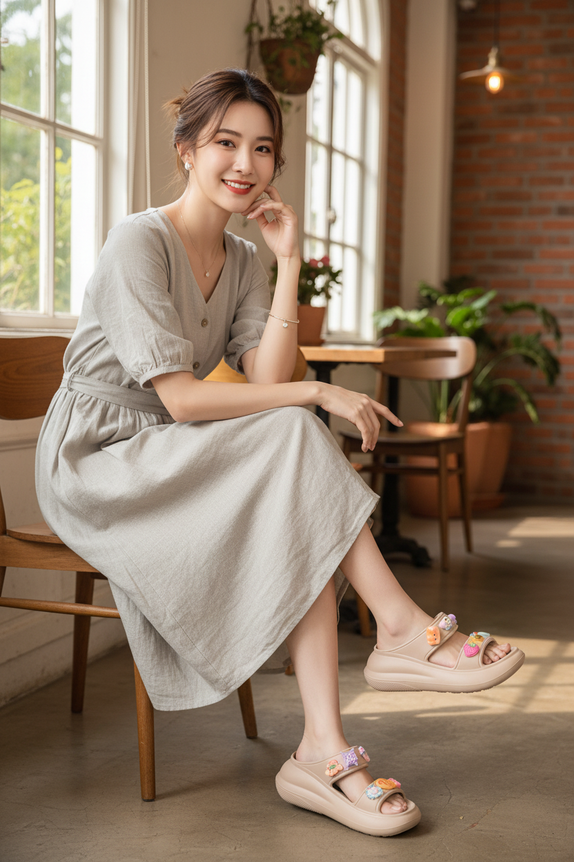  Dép nhựa nữ xinh xắn (size 4-7) 