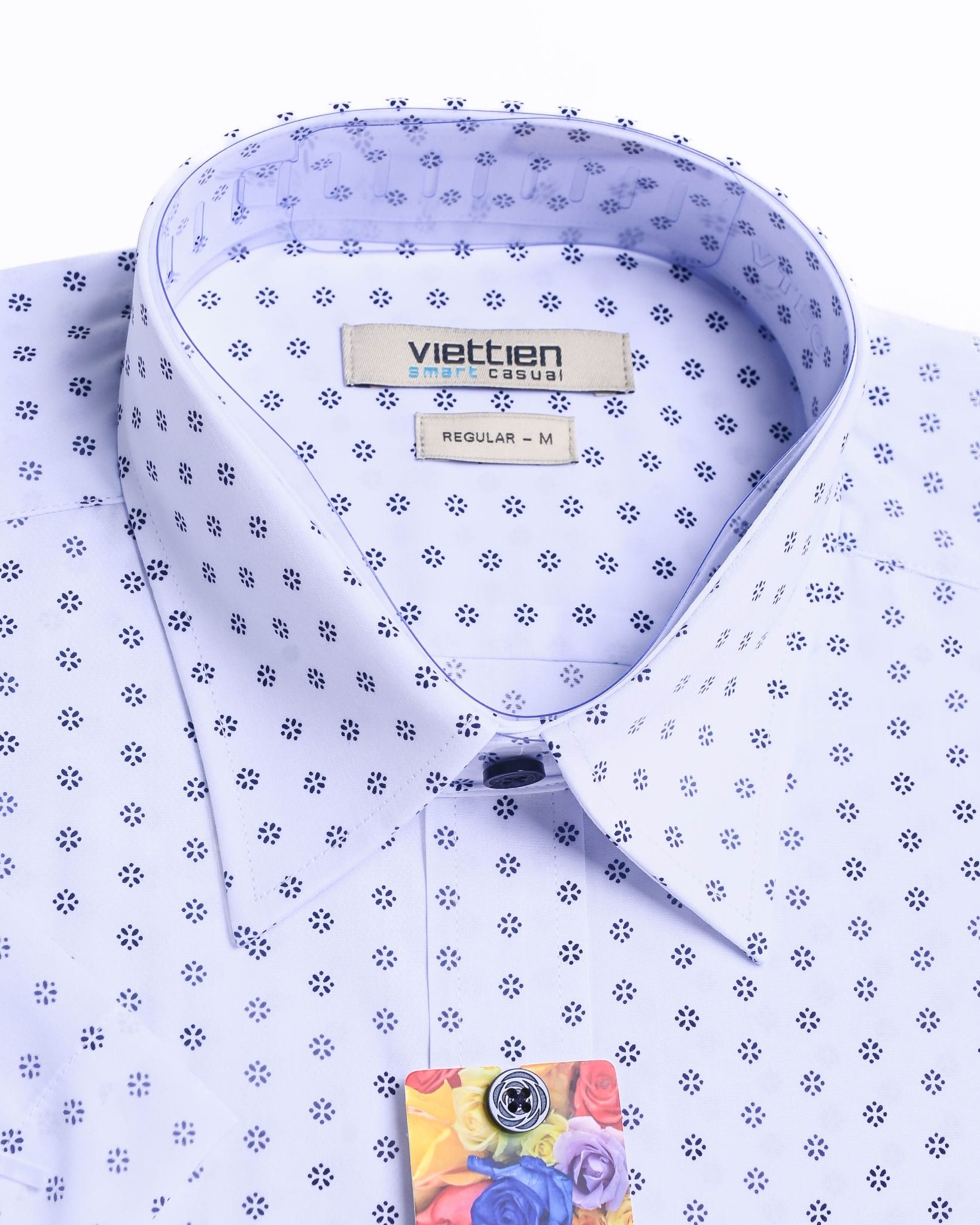  Áo sơ mi Việt Tiến tay ngắn lai ngang vải hoa hồng (S-XL) 