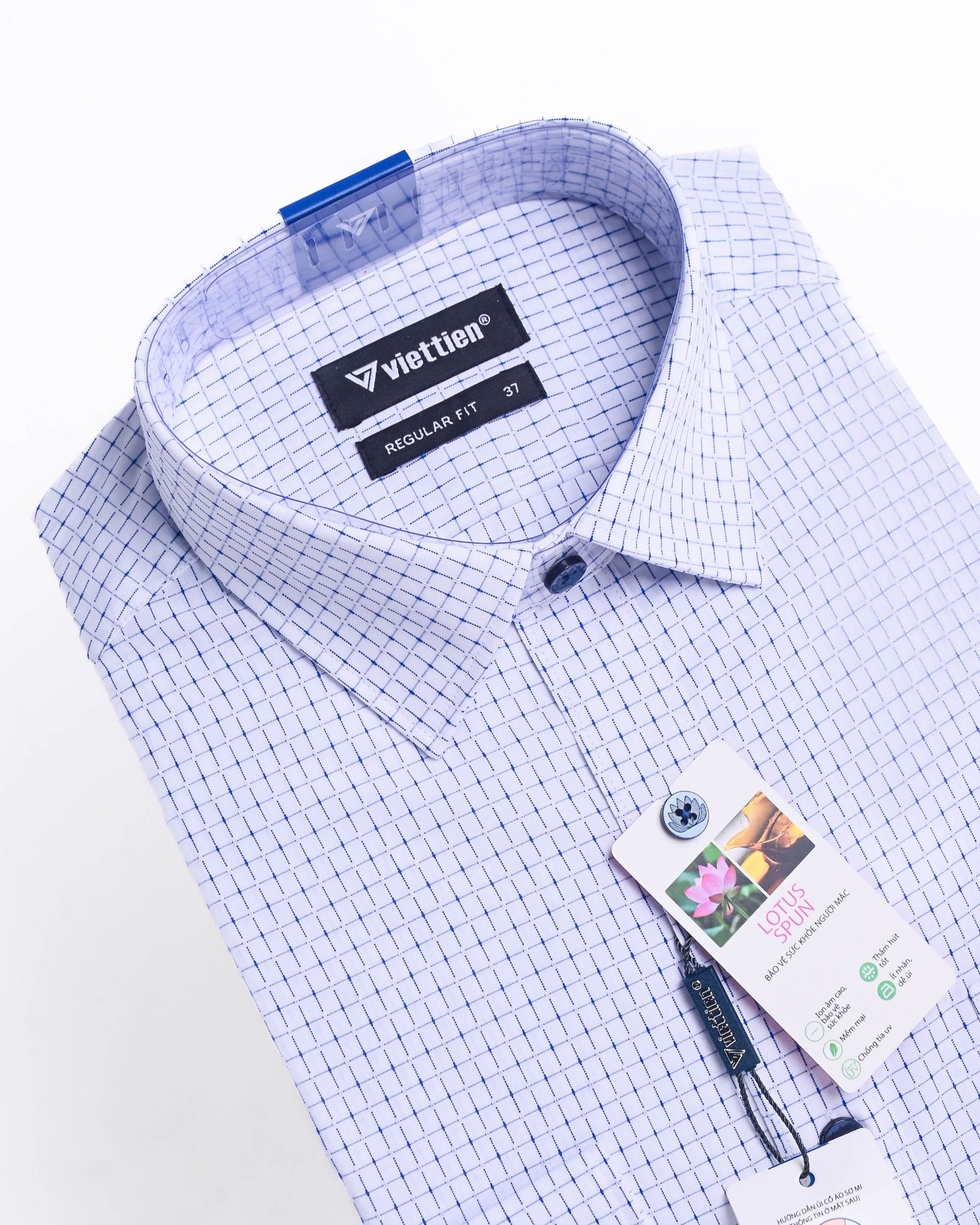  Áo sơ mi Việt Tiến tay dài vải hoa sen (37-44) 
