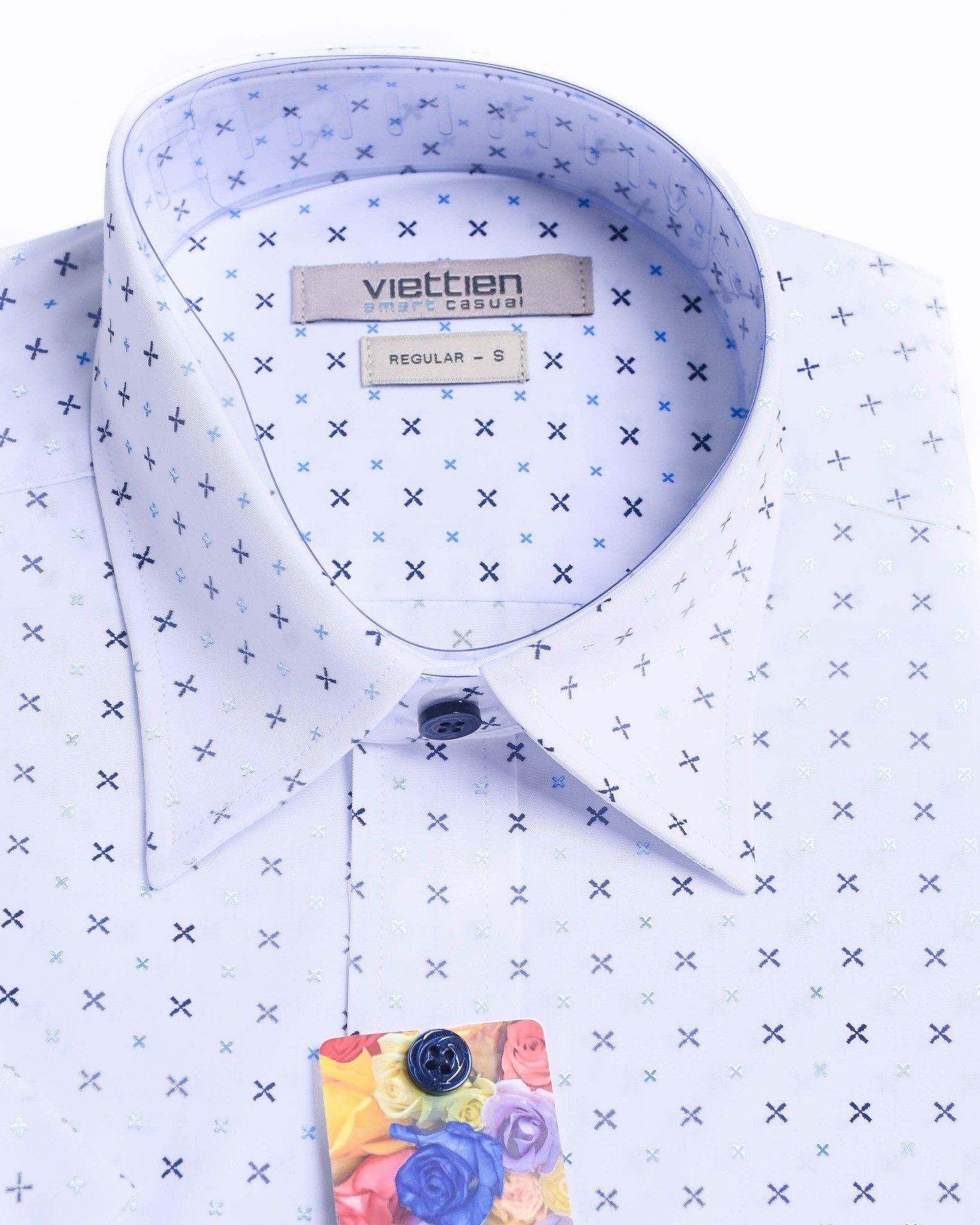  Áo sơ mi Việt Tiến tay ngắn vải hoa hồng (S-XL) 