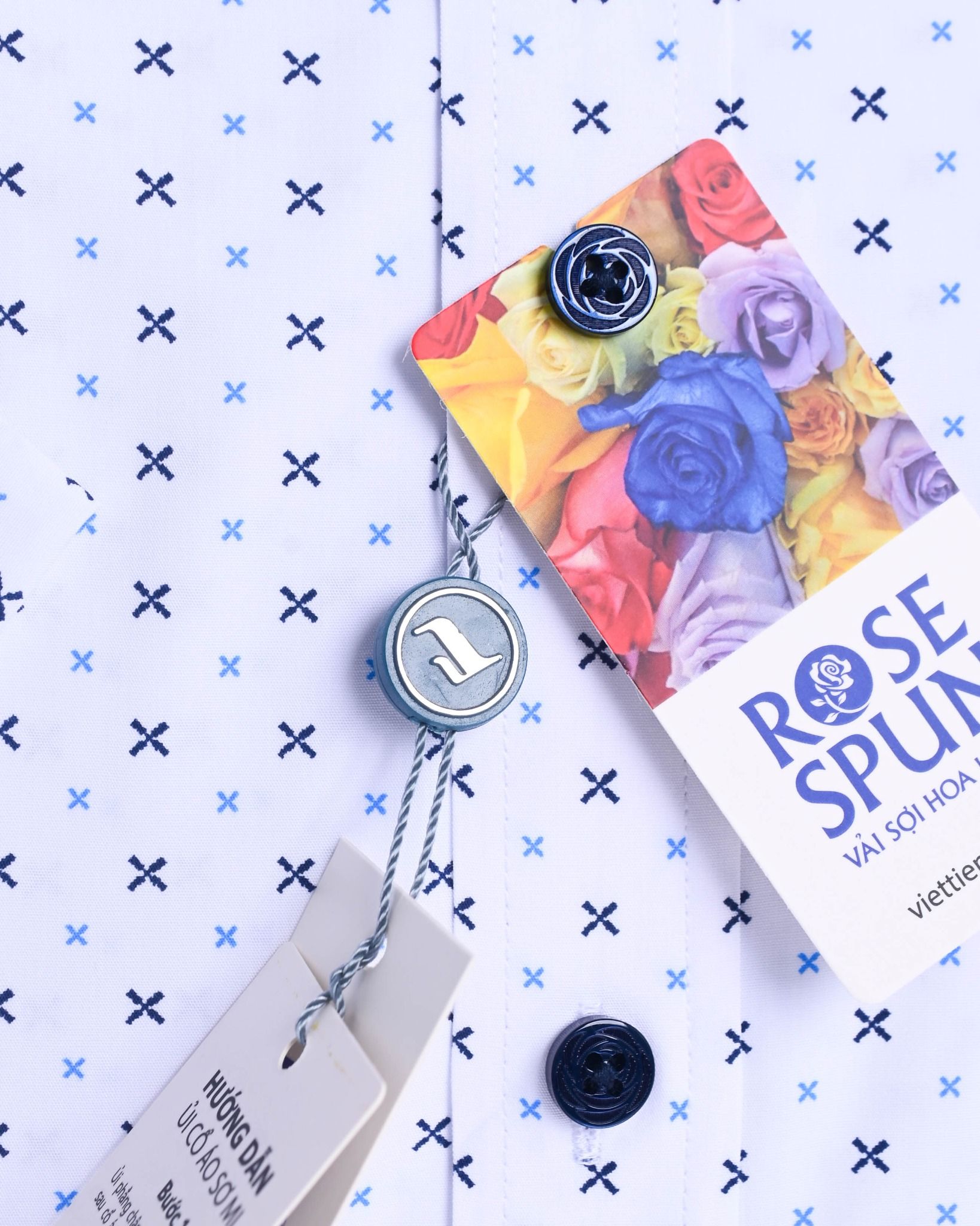  Áo sơ mi Việt Tiến tay ngắn vải hoa hồng (S-XL) 