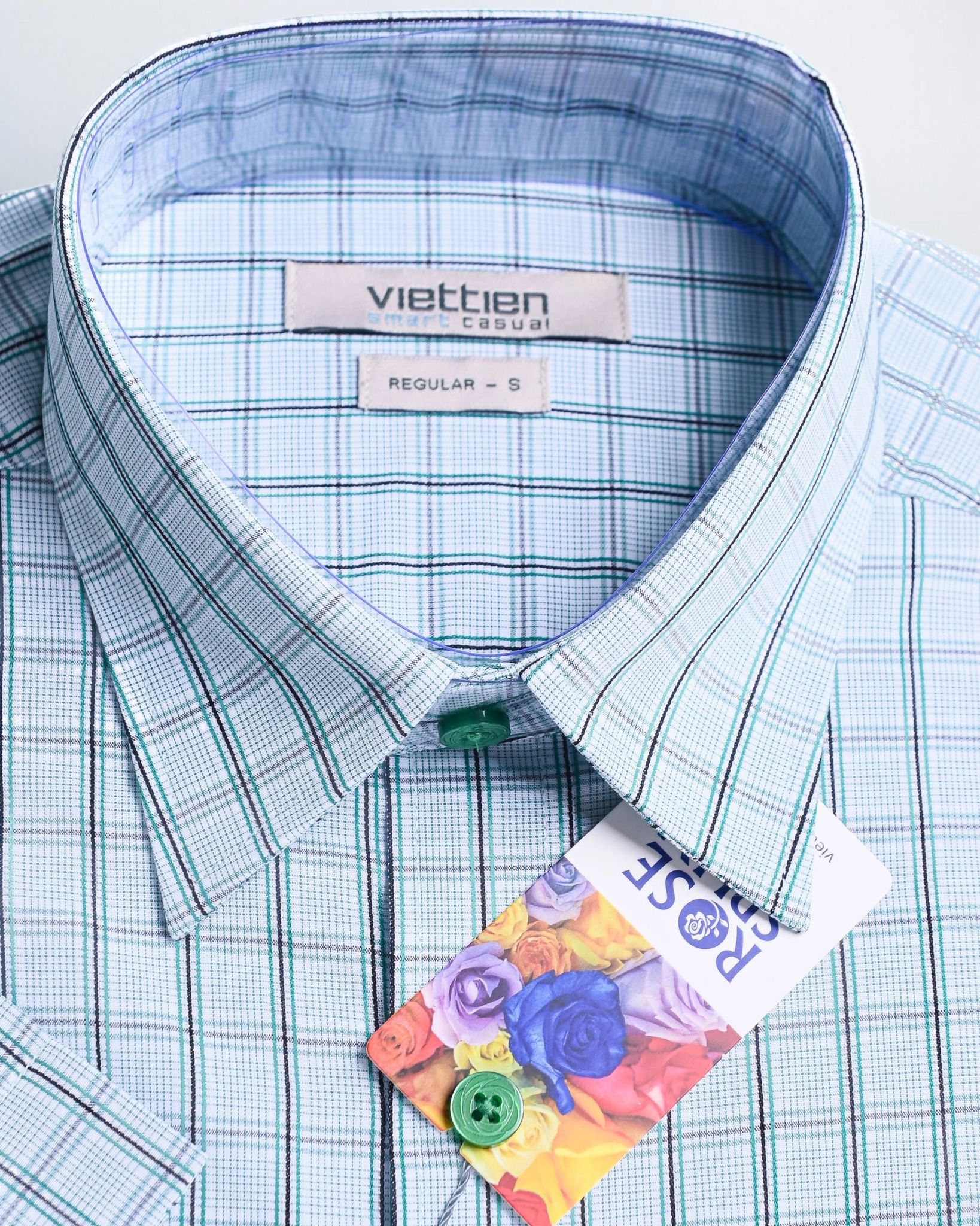  Áo sơ mi Việt Tiến tay ngắn  hoa Hồng 