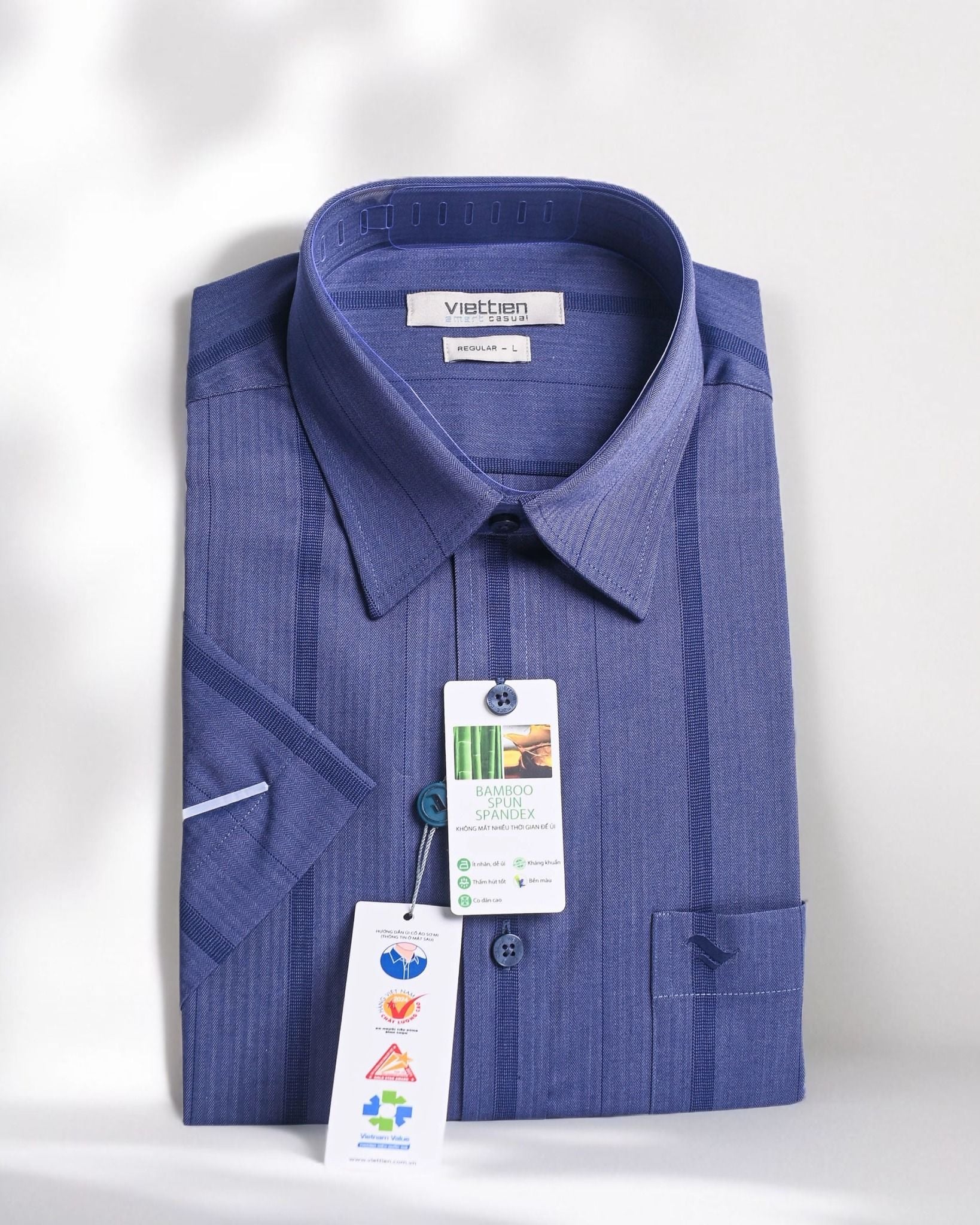  Áo sơ mi nam Viettien (S-XL) vải sợi tre 