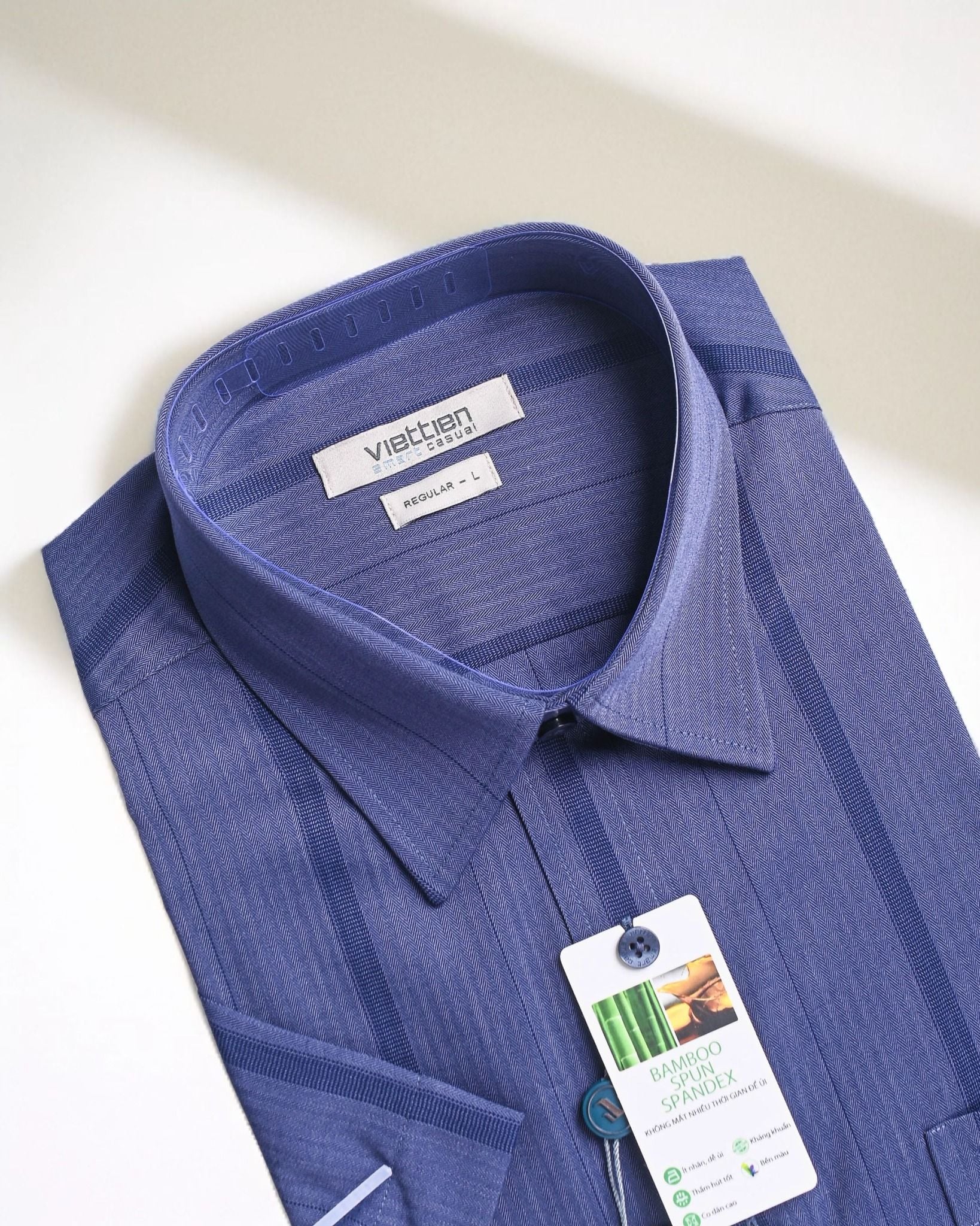 Áo sơ mi nam Viettien (S-XL) vải sợi tre 