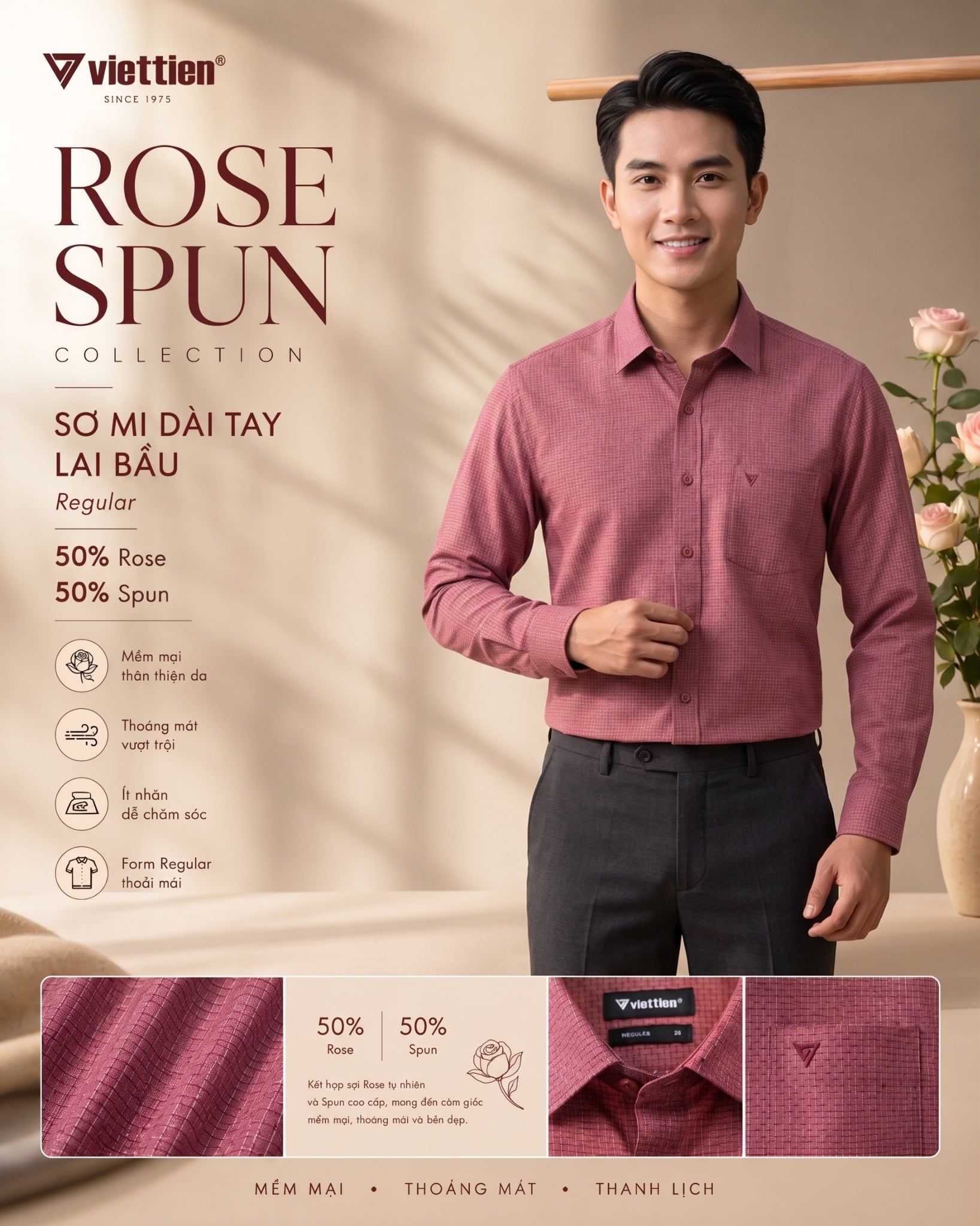  Áo sơ mi tay dài Việt Tiến (37-44) 