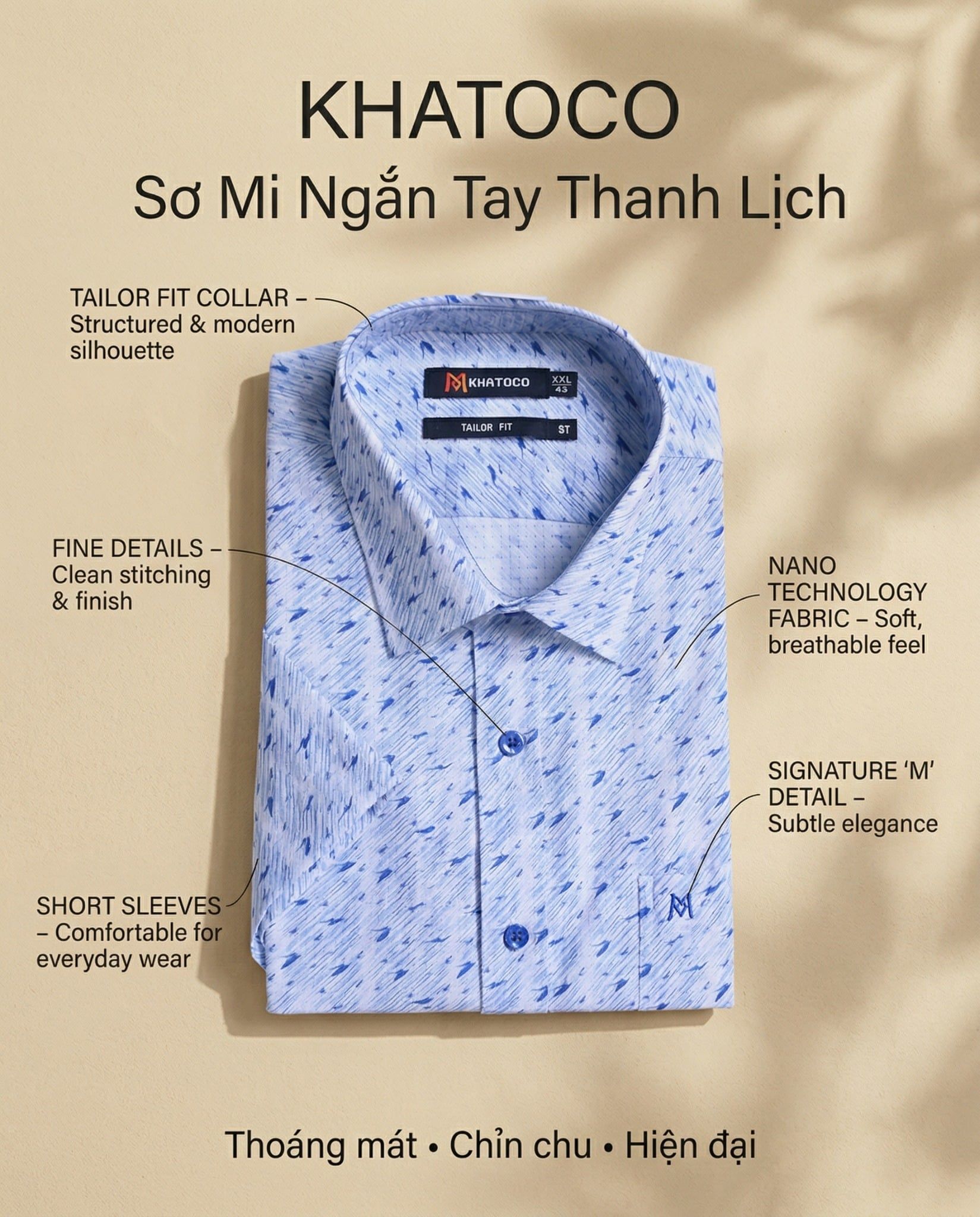 Áo sơ mi tay ngắn Khatoco Sale 430K ( GIÁ TEM 538K) (S-2XL) 