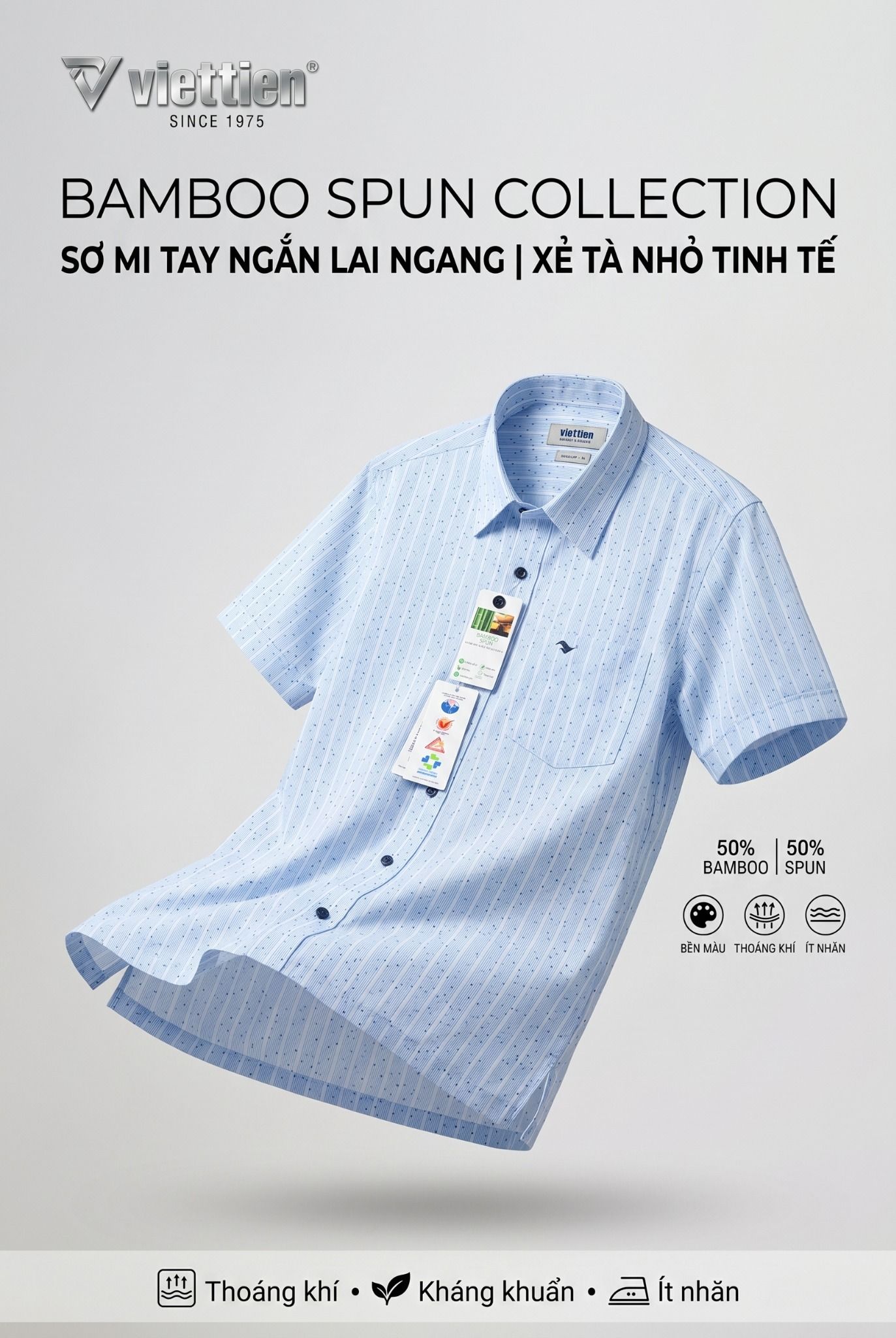  Áo sơ mi tay ngắn Việt tiến (M-XL) 